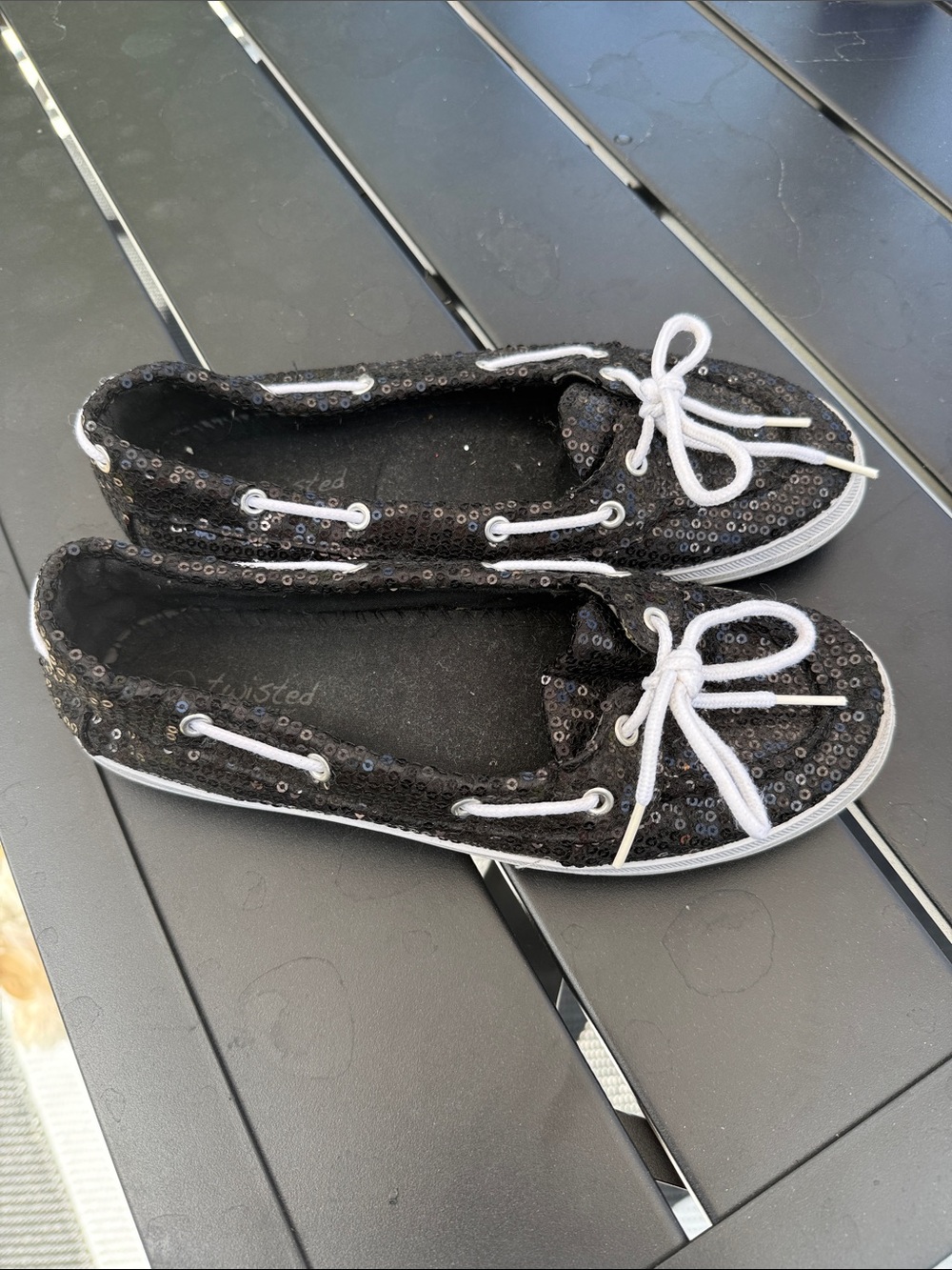 Twisted X Black Sequin Slip-On Loafers with White Laces